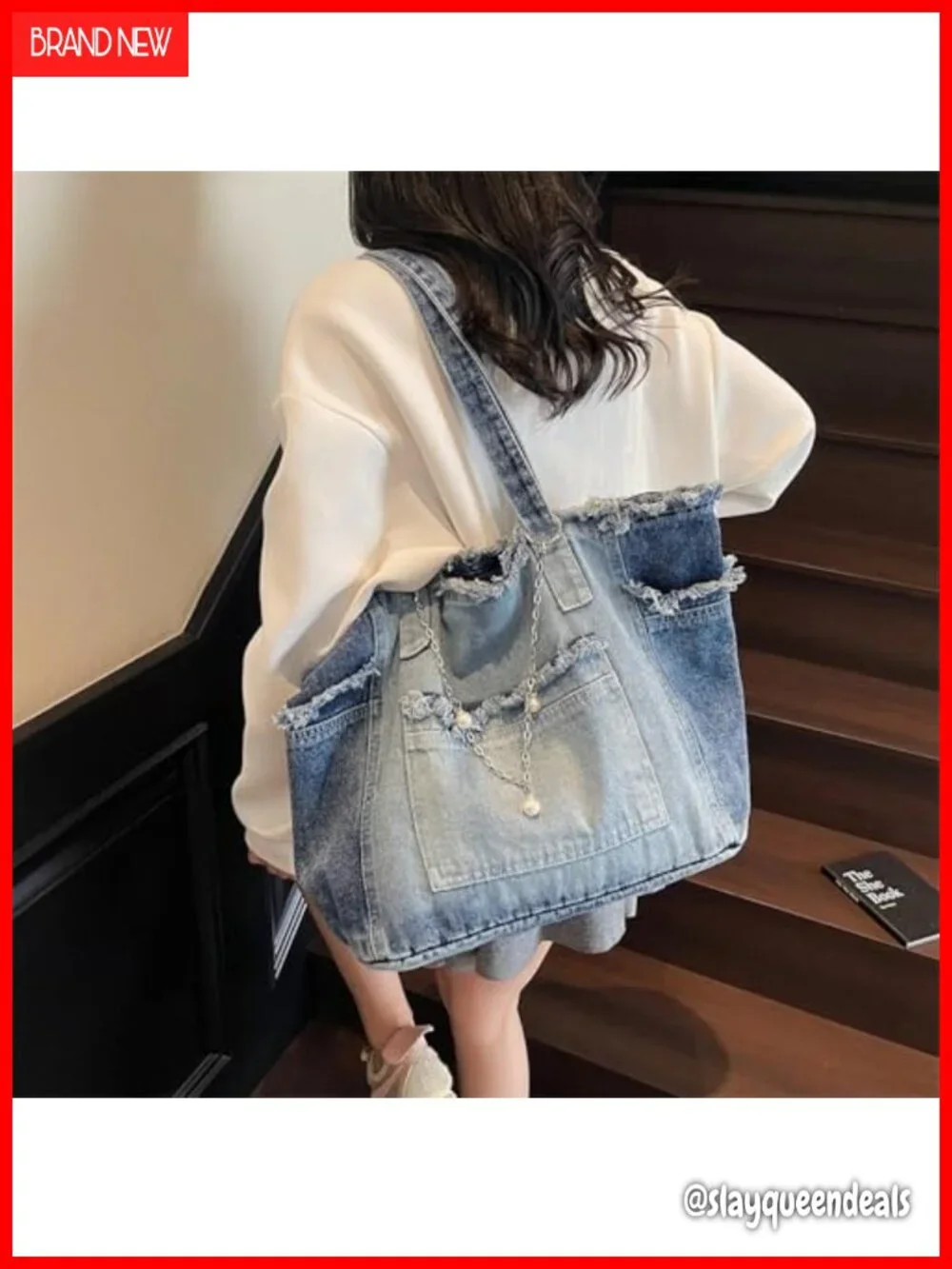 Denim Hobo Jean Handbag Large Tote Shoulder Bag